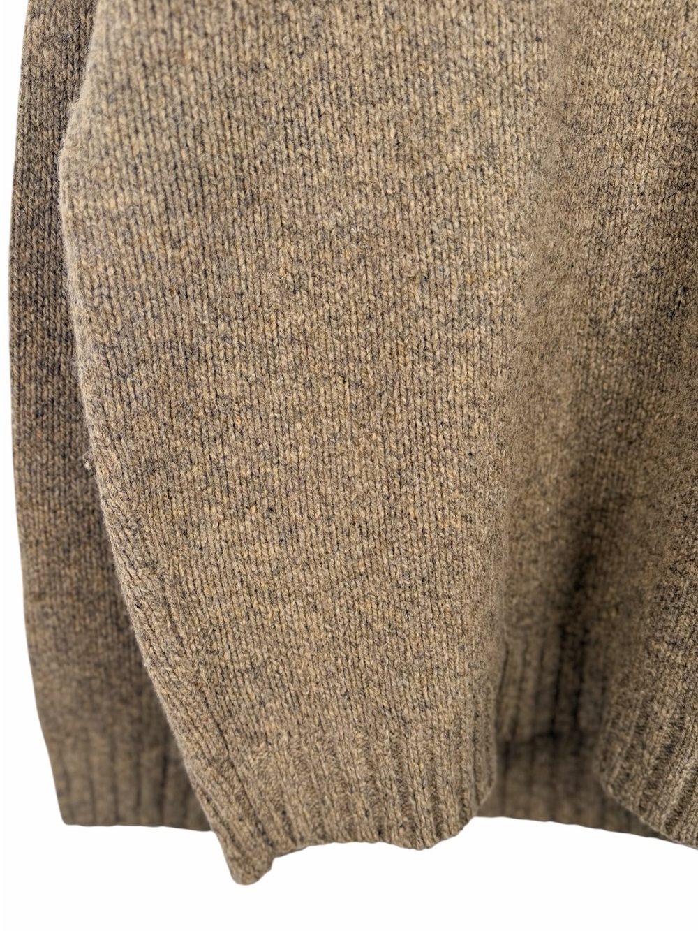 L.L. Bean Men’s Medium Lambswool Shawl Collar Sweater Textured Brown Elbow Patch - Picture 3 of 10